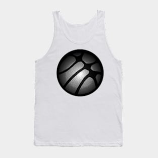 Abstract Silver Basketball on Black Tank Top